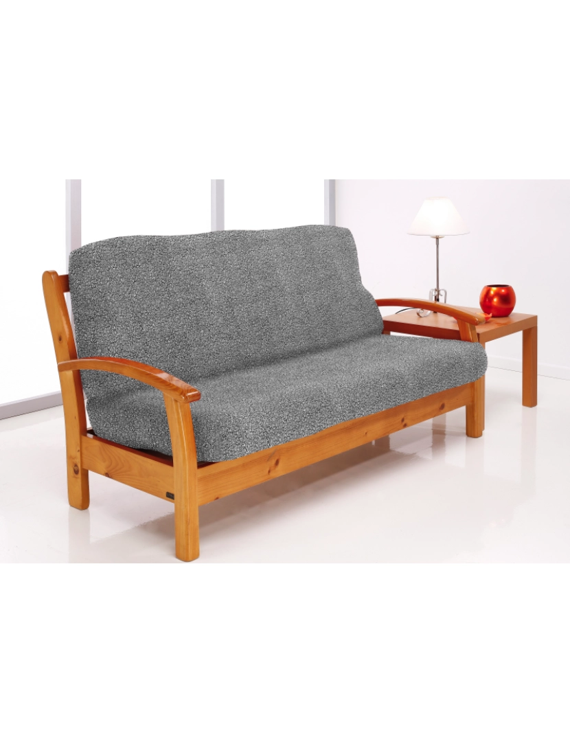 imagem de Capa multielástica para sofá-cama clic clac 3 lugares tecido adaptável e durável Flexihug cor cinza4