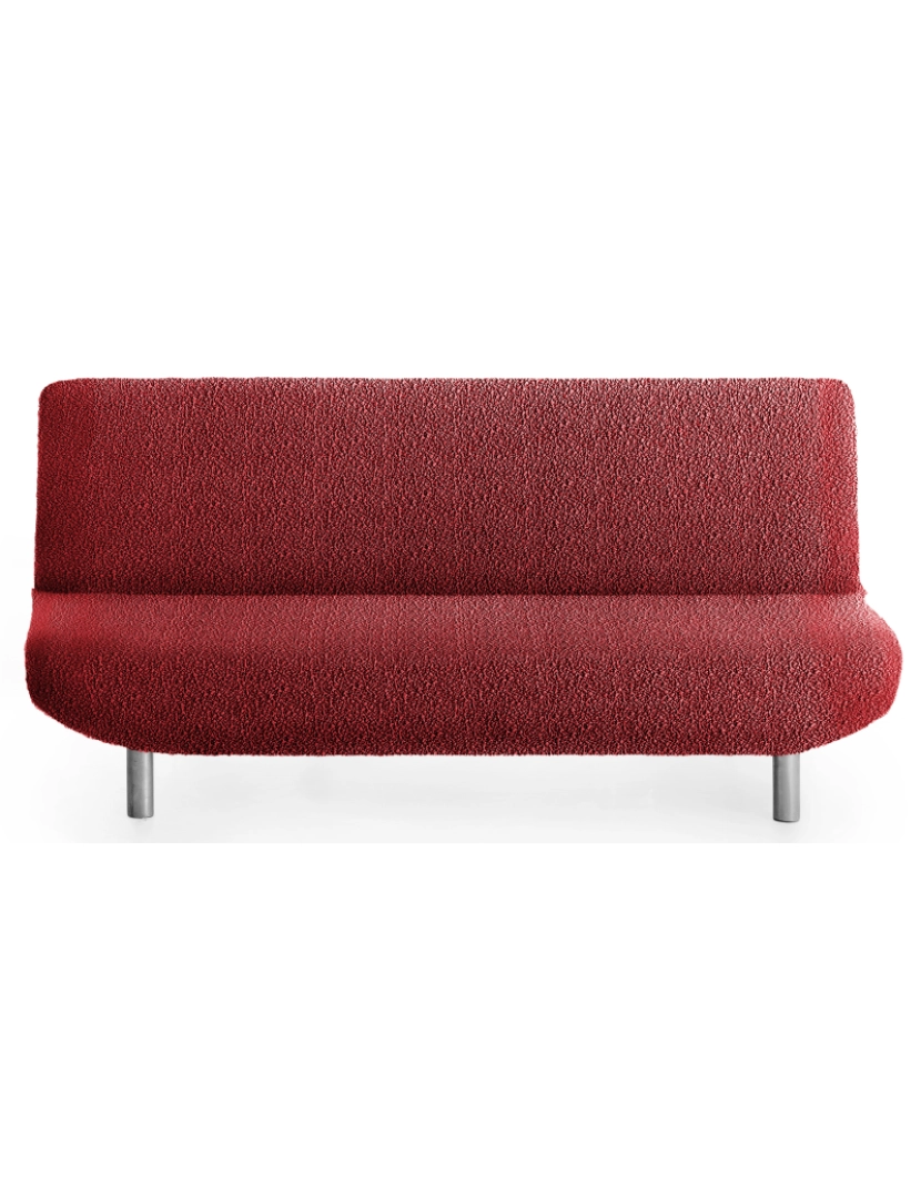 Milica - Capa multielástica para sofá-cama clic clac 3 lugares tecido adaptável e durável Flexihug cor vermelho