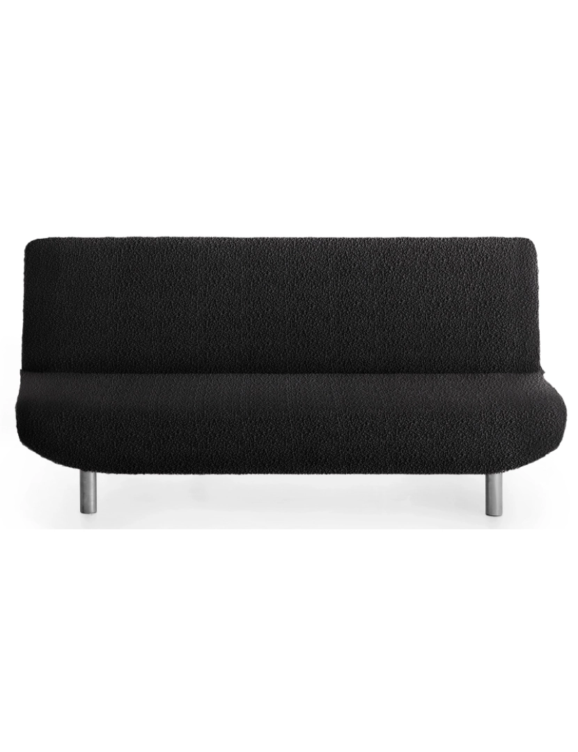 Milica - Capa multielástica para sofá-cama clic clac 3 lugares tecido adaptável e durável Flexihug cor preto