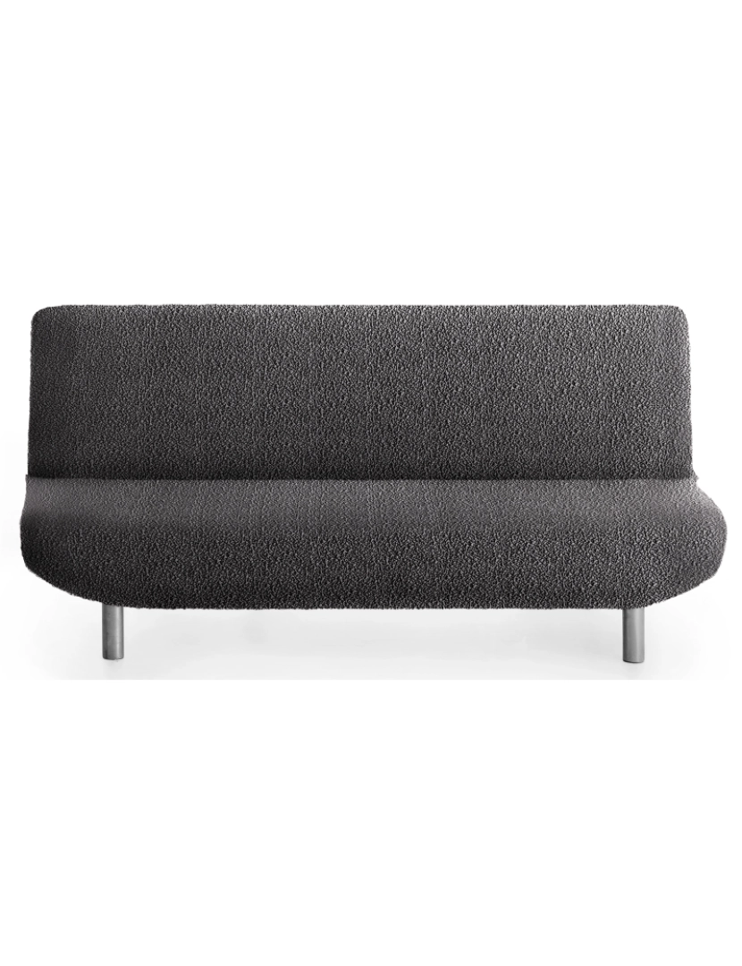 imagem de Capa multielástica para sofá-cama clic clac 3 lugares tecido adaptável e durável Flexihug cor cinza escuro1