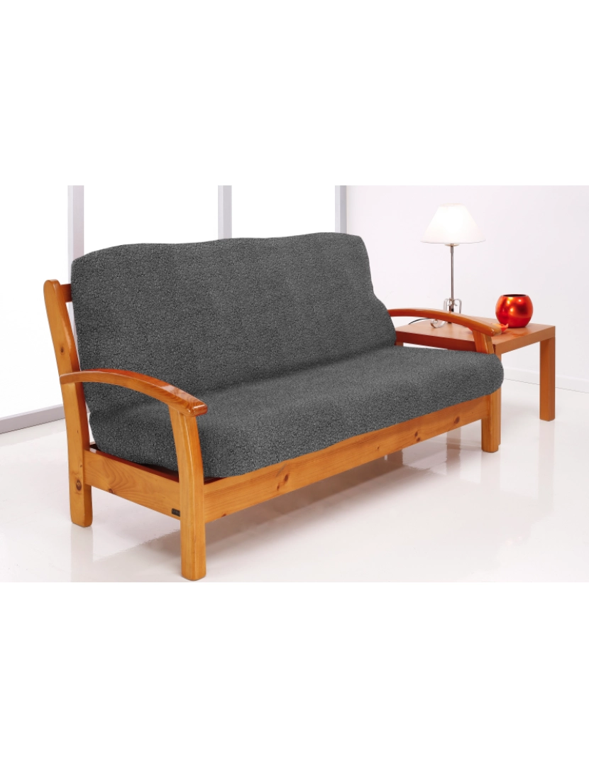imagem de Capa multielástica para sofá-cama clic clac 3 lugares tecido adaptável e durável Flexihug cor cinza escuro4