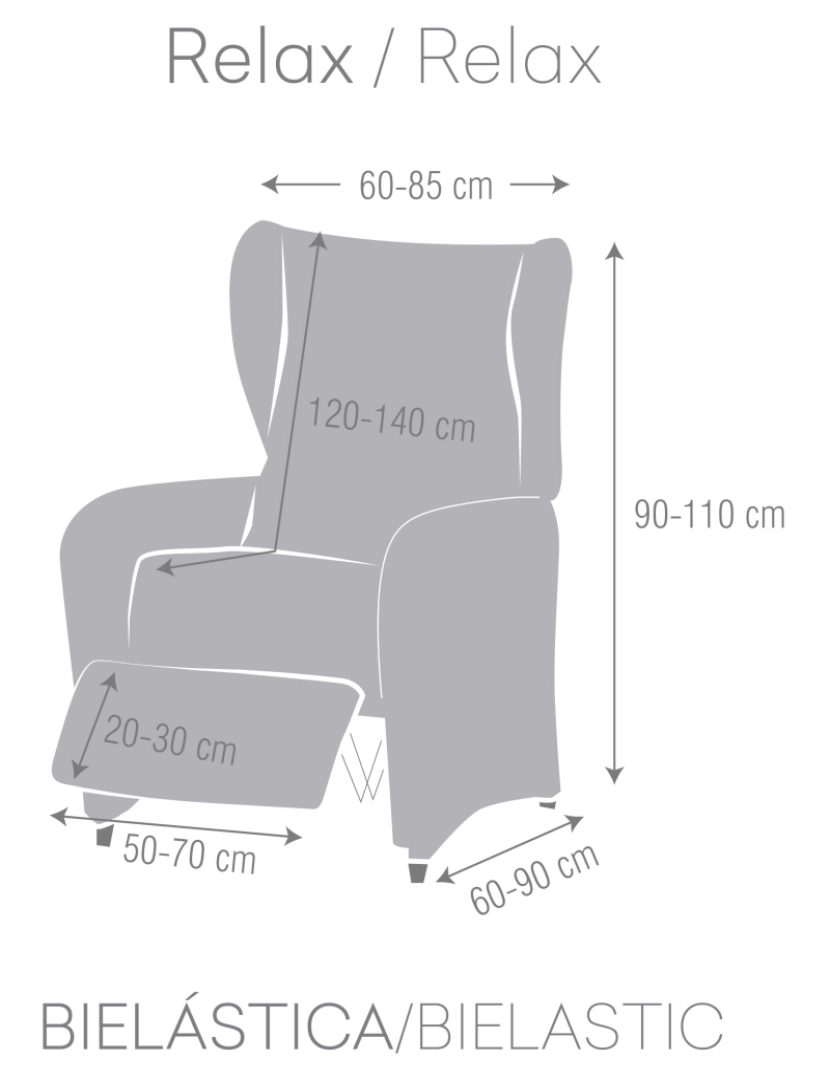 imagem de Capa multielástica para poltrona relax tecido adaptável e durável Flexihug cor cinza2