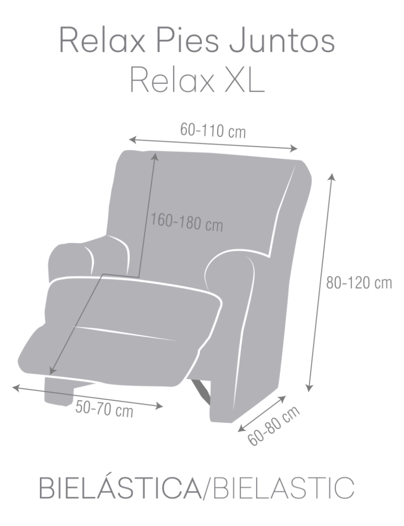 imagem de Capa multielástica para poltrona relax extra tecido adaptável e durável Flexihug cor cinza2