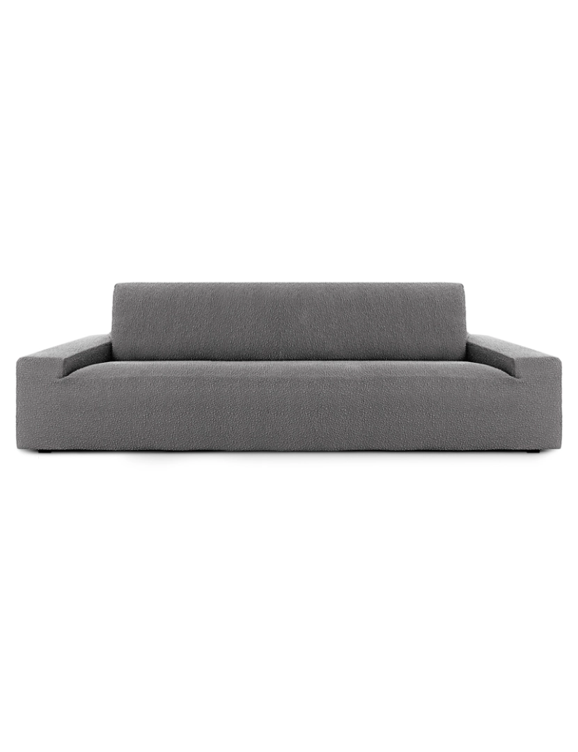 Milica - Capa multielástica para sofá de 3 lugares tecido esponjoso e durável Flexihug cor cinza escuro