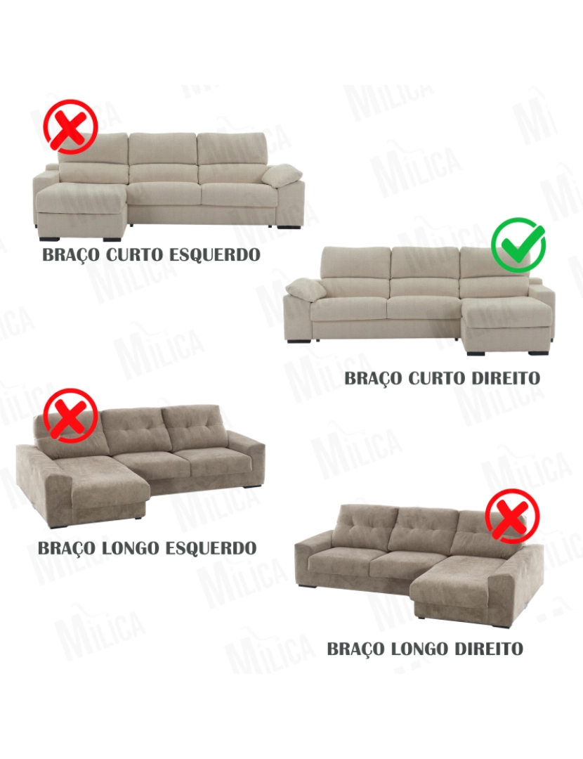 imagem de Capa multielástica para sofá chaise longue relax, em forma de L, com assentos reclináveis e braço curto, orientação direita, tecido durável e adaptável Flexihug, cor bege7