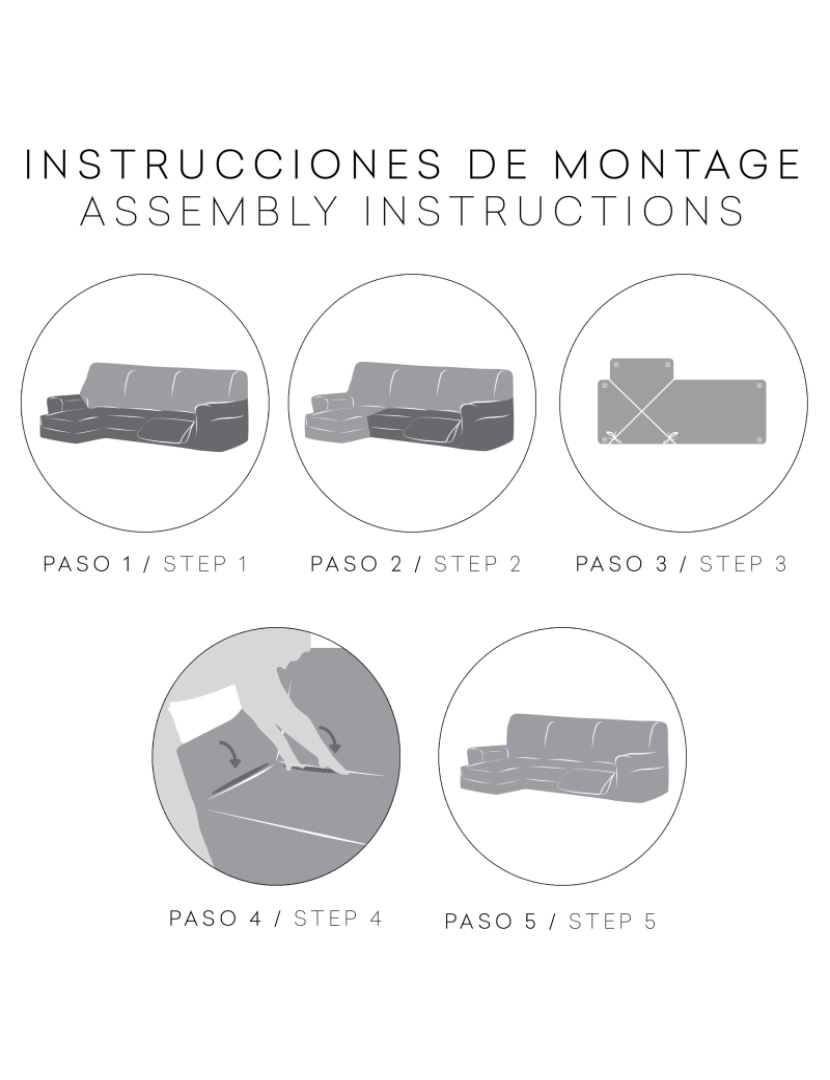 imagem de Capa multielástica para sofá chaise longue relax, em forma de L, com assentos reclináveis e braço curto, orientação esquerda tecido durável e adaptável Flexihug, cor azul3