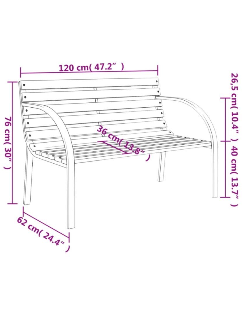 imagem de Banco de jardim，Banco exterior，Assento de jardim 120 cm madeira e ferro CFW856768