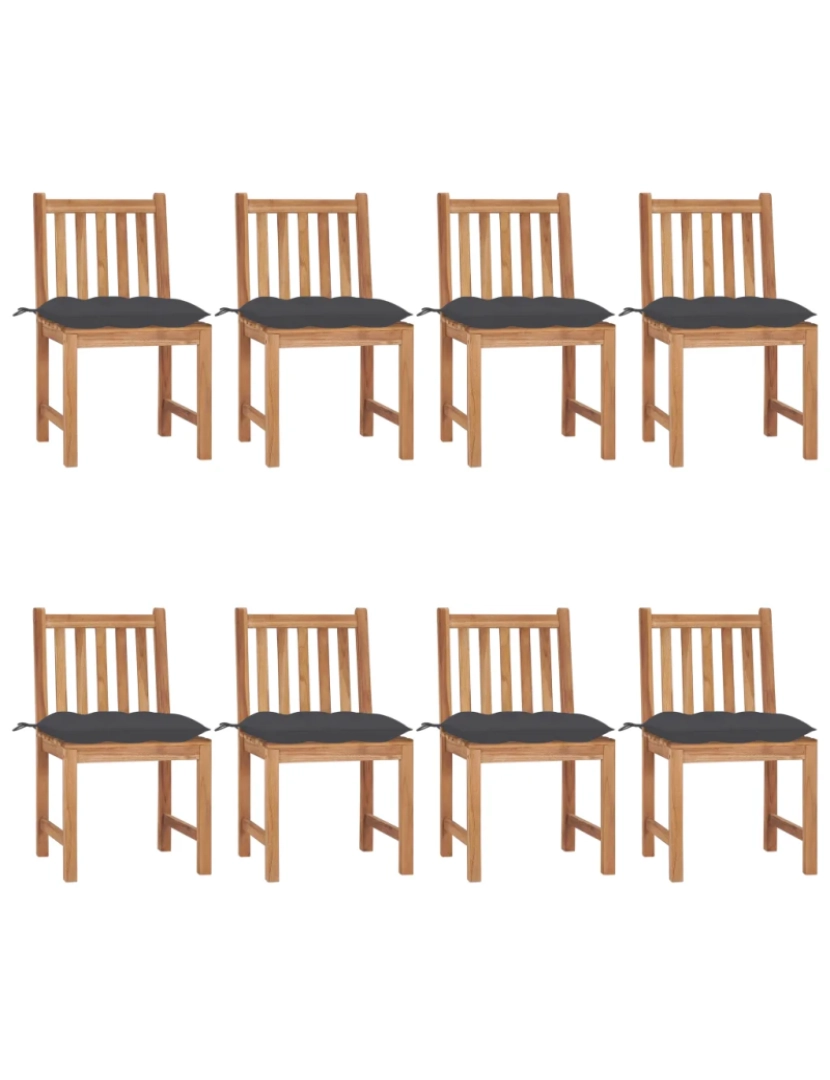 Vidaxl - Cadeiras de jardim 8 pcs，Poltrona de jardim，Cadeira exterior c/ almofadões madeira de teca maciça CFW44409