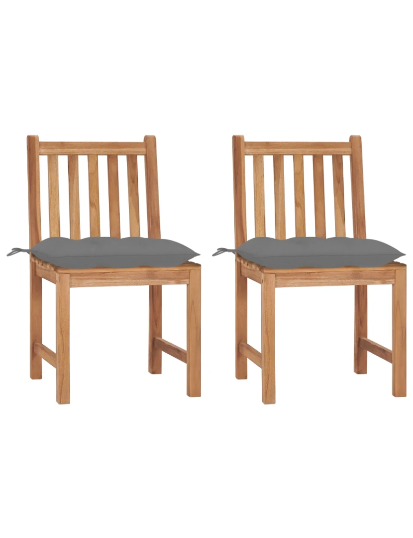 Vidaxl - Cadeiras de jardim c/ almofadões 2 pcs，Poltrona de jardim，Cadeira exterior madeira de teca maciça CFW48418