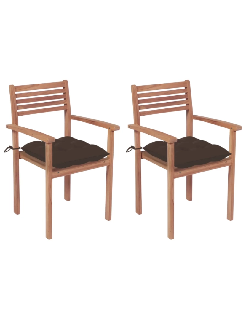 Vidaxl - Cadeiras de jardim c/ almofadões cinza-acast. 2 pcs，Poltrona de jardim，Cadeira exterior teca maciça CFW58517