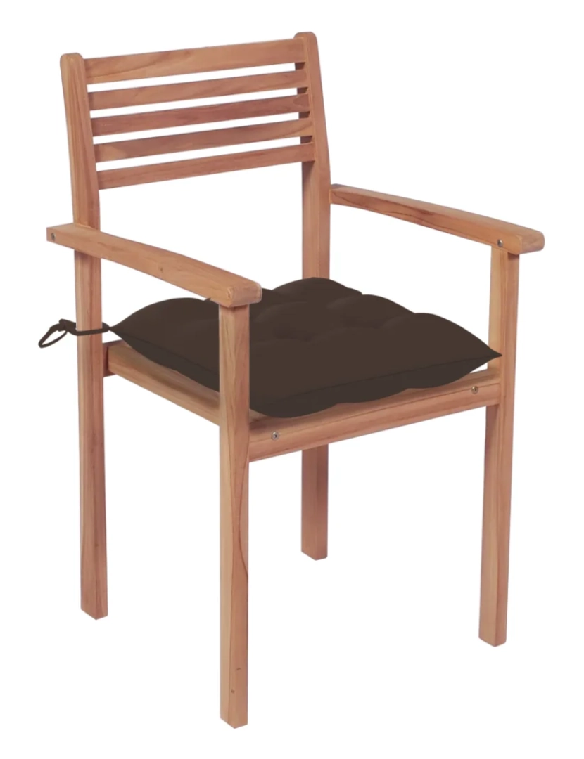 imagem de Cadeiras de jardim c/ almofadões cinza-acast. 4 pcs，Poltrona de jardim，Cadeira exterior teca maciça CFW231102