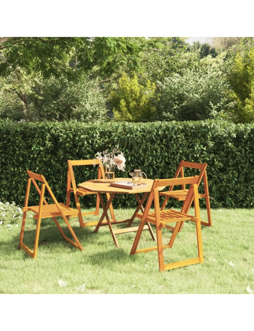 Vidaxl - Cadeiras de jardim dobráveis 4 pcs，Poltrona de jardim，Cadeira exterior madeira acácia maciça CFW89032