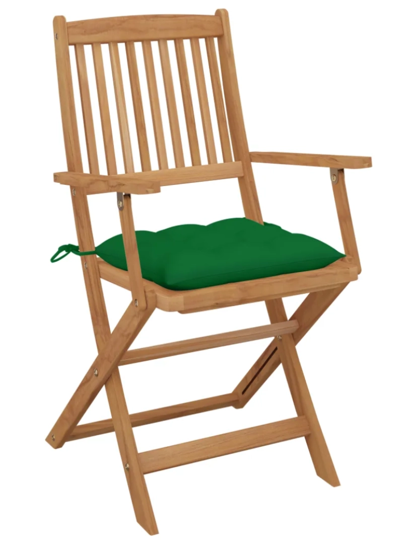 imagem de Cadeiras de jardim dobráveis c/ almofadões 2 pcs，Poltrona de jardim，Cadeira exterior acácia maciça CFW885903