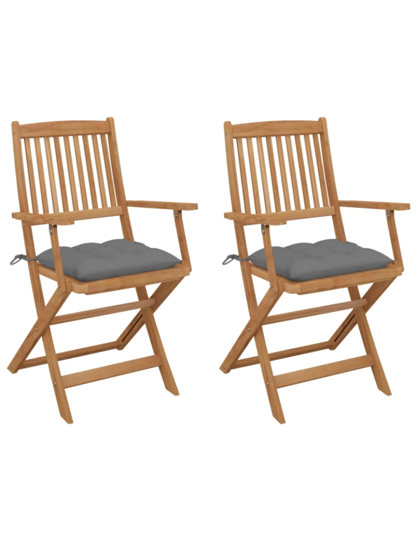 Vidaxl - Cadeiras de jardim dobráveis c/ almofadões 2 pcs，Poltrona de jardim，Cadeira exterior acácia maciça CFW32114