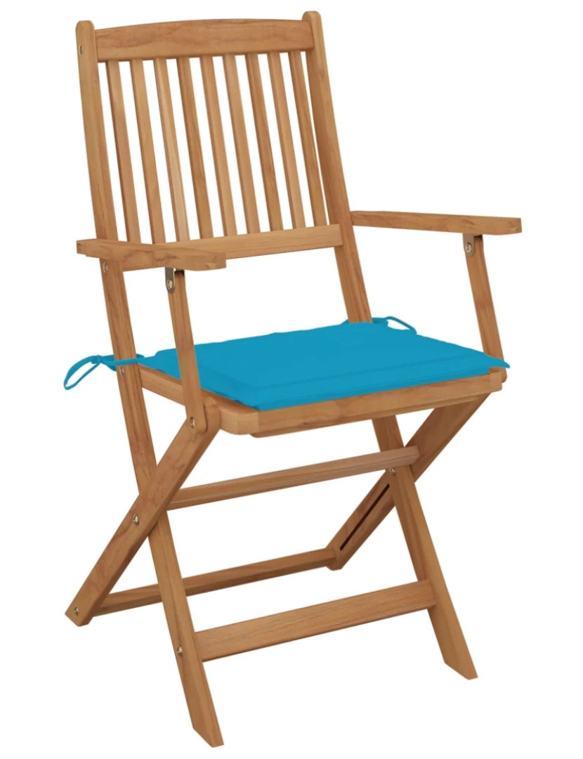imagem de Cadeiras de jardim dobráveis c/ almofadões 2 pcs，Poltrona de jardim，Cadeira exterior acácia maciça CFW151122