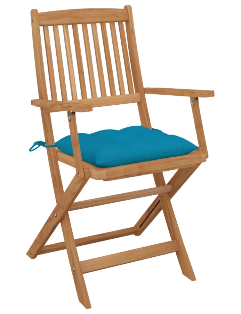 imagem de Cadeiras de jardim dobráveis c/ almofadões 2 pcs，Poltrona de jardim，Cadeira exterior acácia maciça CFW289943