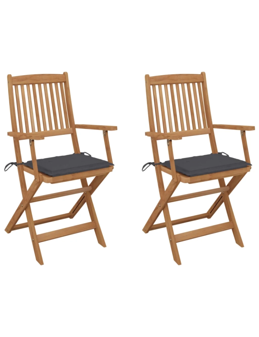 Vidaxl - Cadeiras de jardim dobráveis c/ almofadões 2 pcs，Poltrona de jardim，Cadeira exterior acácia maciça CFW84131