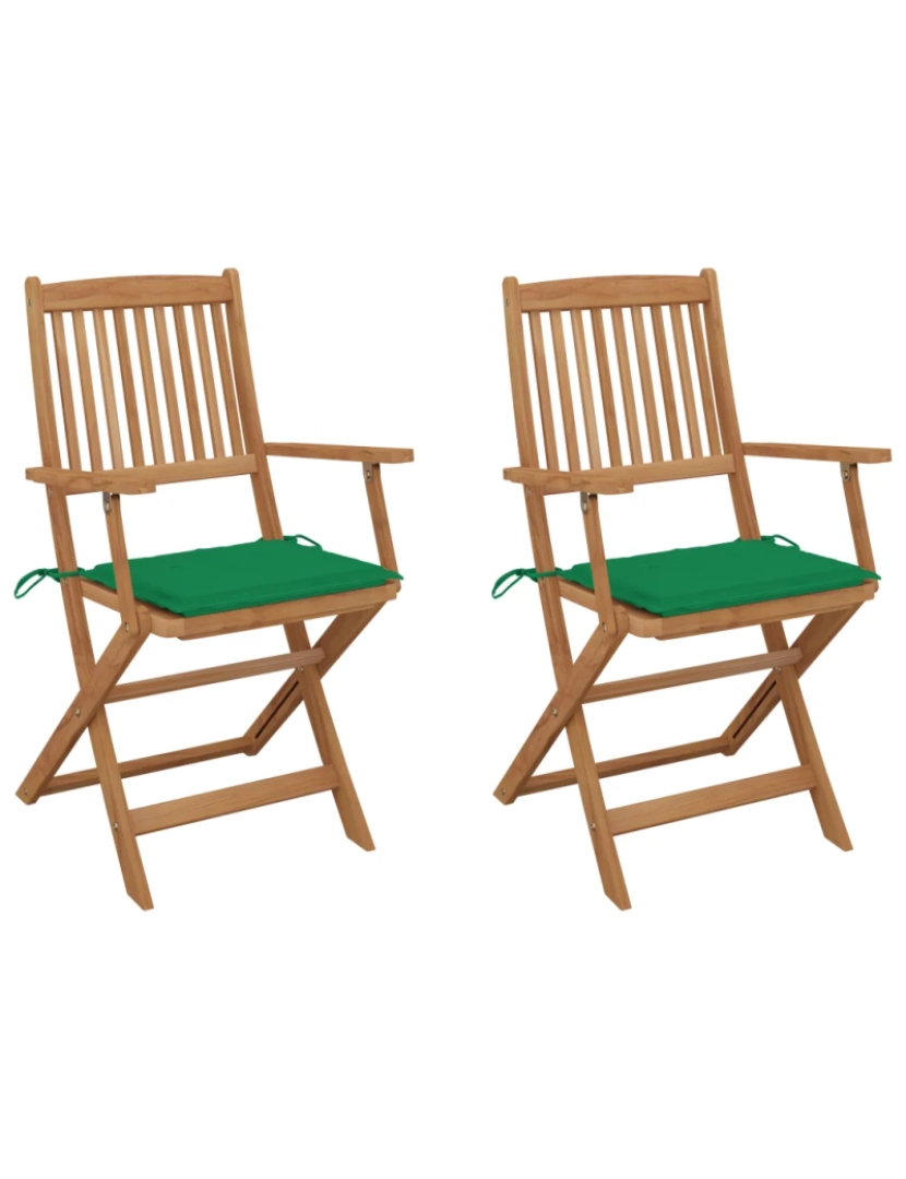 Vidaxl - Cadeiras de jardim dobráveis c/ almofadões 2 pcs，Poltrona de jardim，Cadeira exterior acácia maciça CFW31115