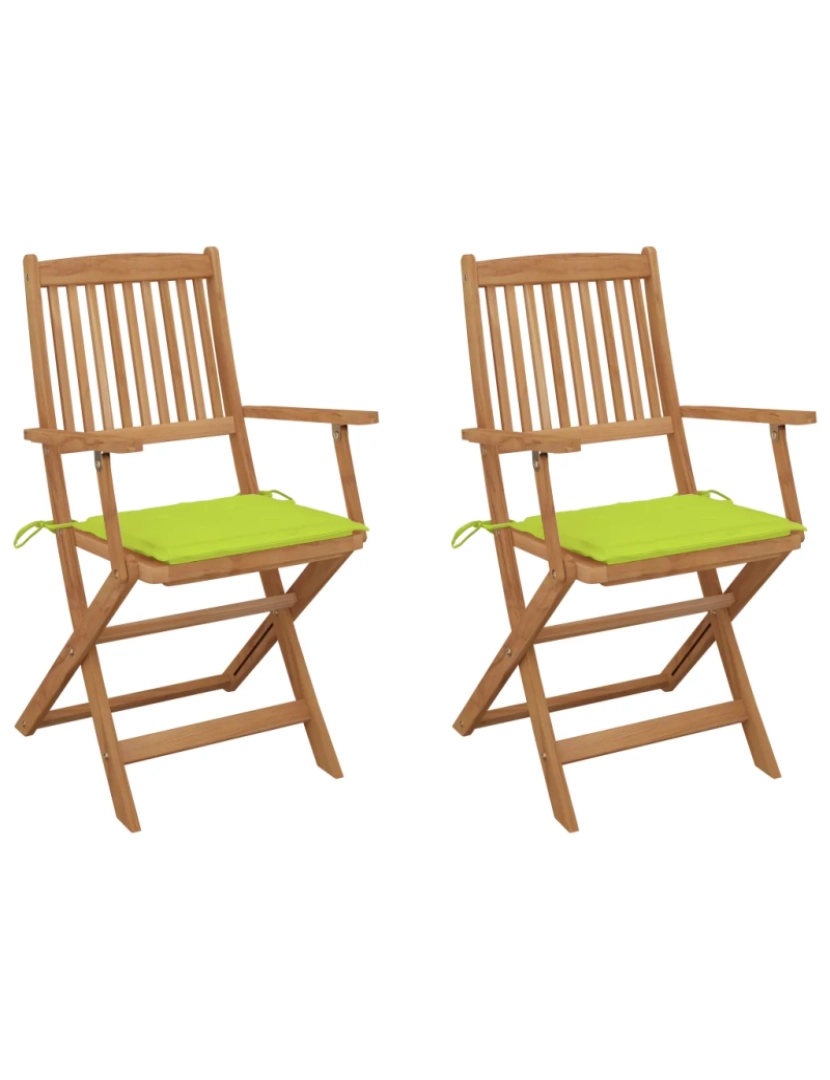 Vidaxl - Cadeiras de jardim dobráveis c/ almofadões 2 pcs，Poltrona de jardim，Cadeira exterior acácia maciça CFW36761