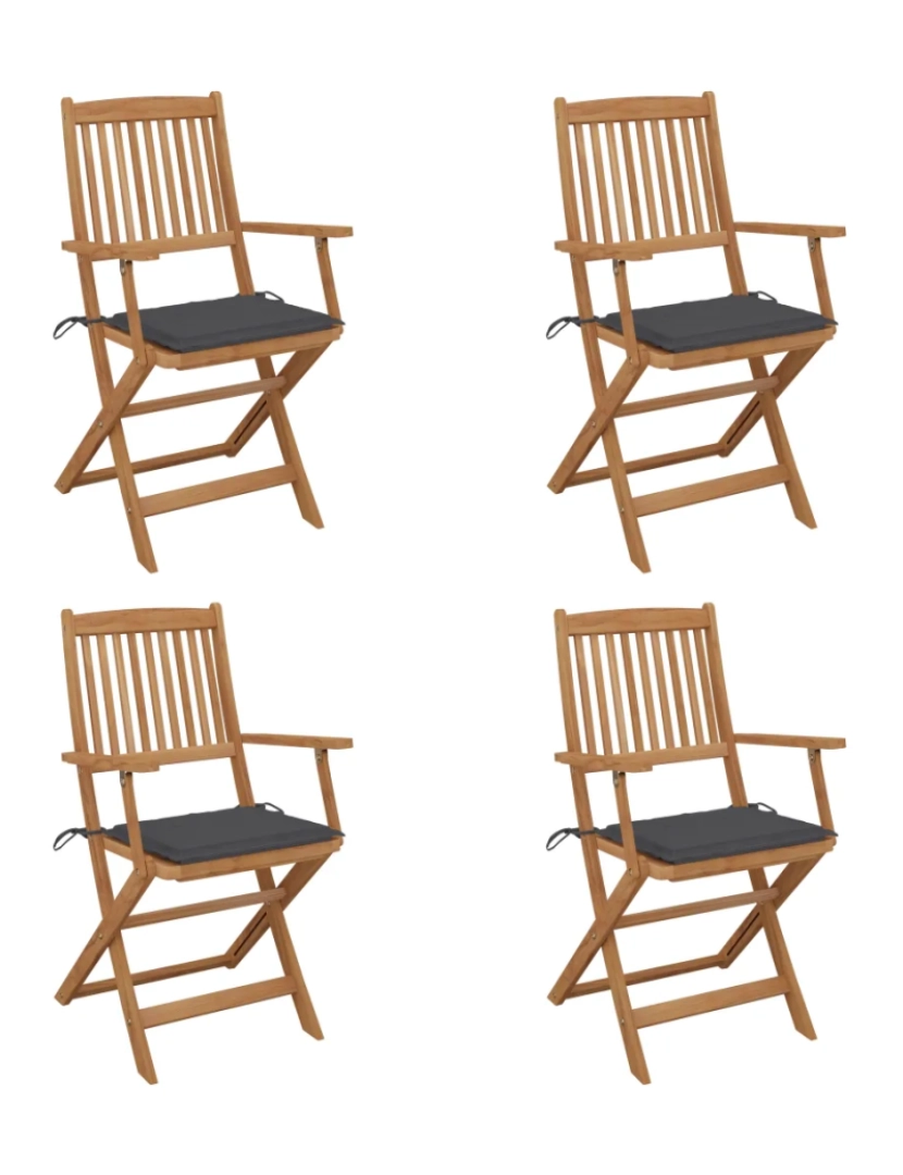 Vidaxl - Cadeiras de jardim dobráveis c/ almofadões 4 pcs，Poltrona de jardim，Cadeira exterior acácia maciça CFW69556