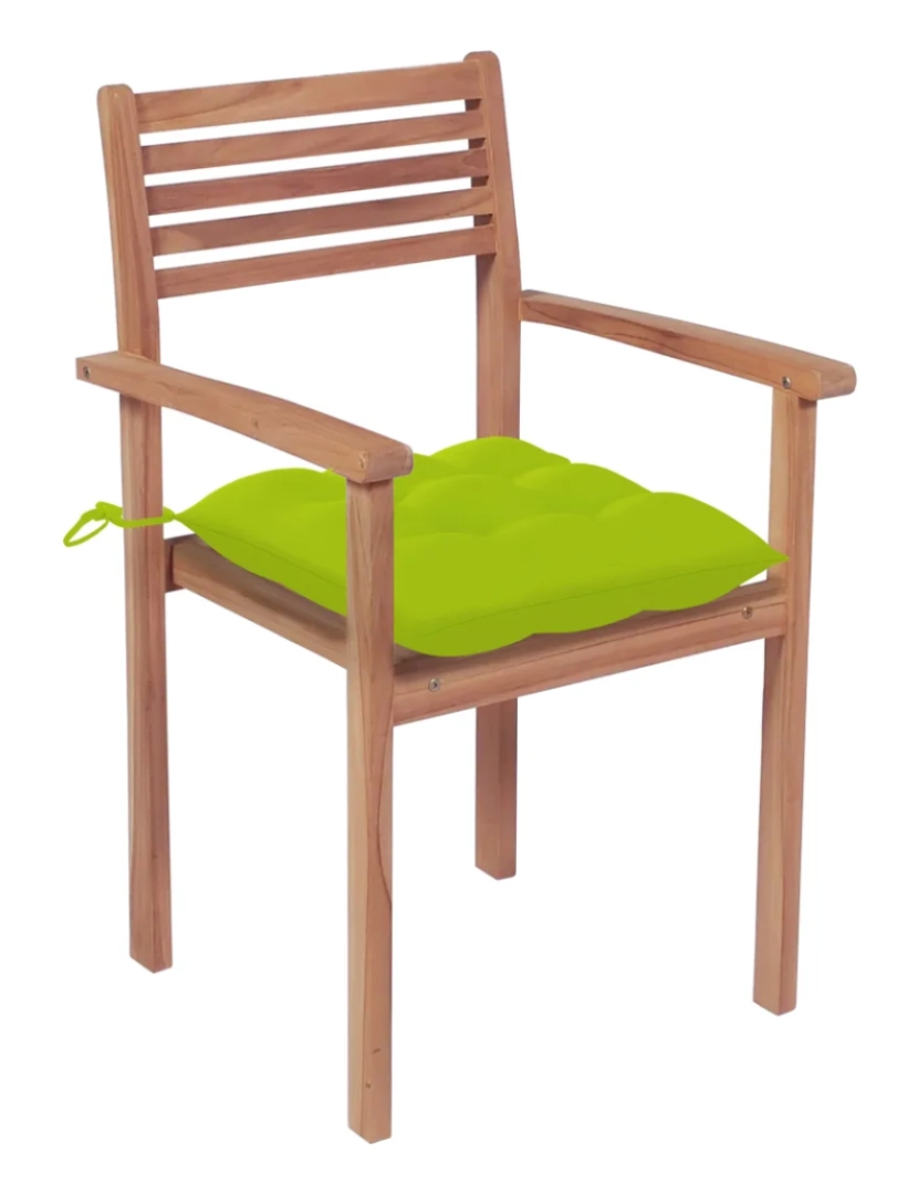 imagem de Cadeiras de jardim empilháveis c/ almofadões 8 pcs，Poltrona de jardim，Cadeira exterior teca maciça CFW209952
