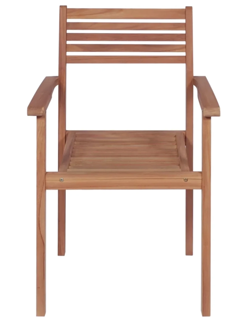 imagem de Cadeiras de jardim empilháveis c/ almofadões 8 pcs，Poltrona de jardim，Cadeira exterior teca maciça CFW209954