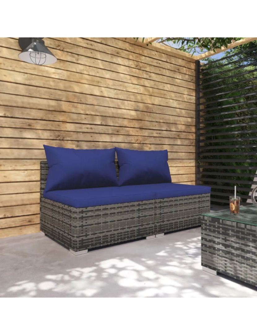 Vidaxl - 2 pcs conjunto lounge de jardim Conjuntos Relax Jardim c/ almofadões vime PE cinzento CFW639220