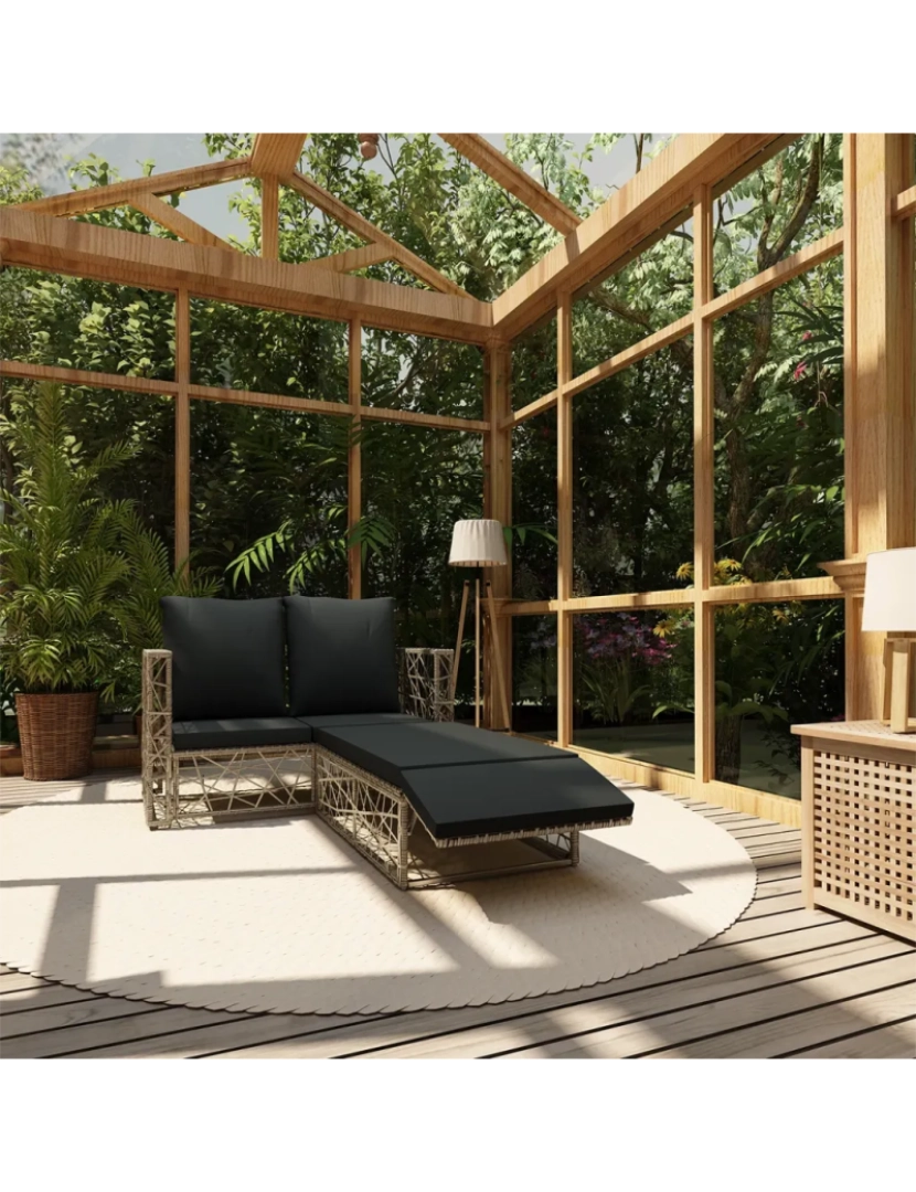 Vidaxl - 2 pcs conjunto lounge de jardim Conjuntos Relax Jardim c/ almofadões vime PE cinzento CFW864492