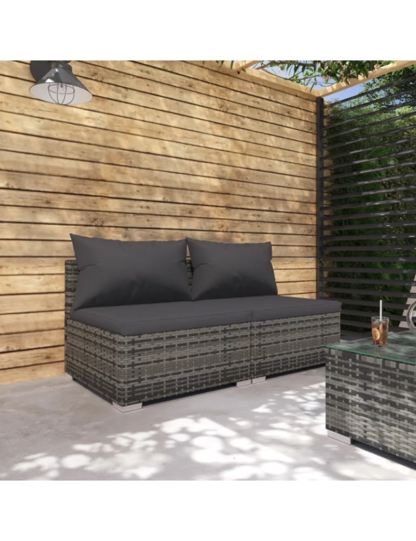 Vidaxl - 2 pcs conjunto lounge de jardim Conjuntos Relax Jardim c/ almofadões vime PE cinzento CFW679085