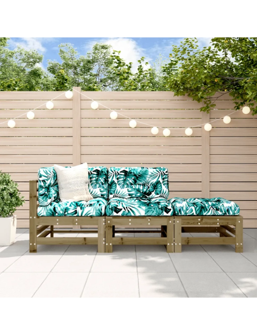 imagem de 3 pcs conjunto lounge de jardim Conjuntos Relax Jardim madeira de pinho impregnada CFW8149711