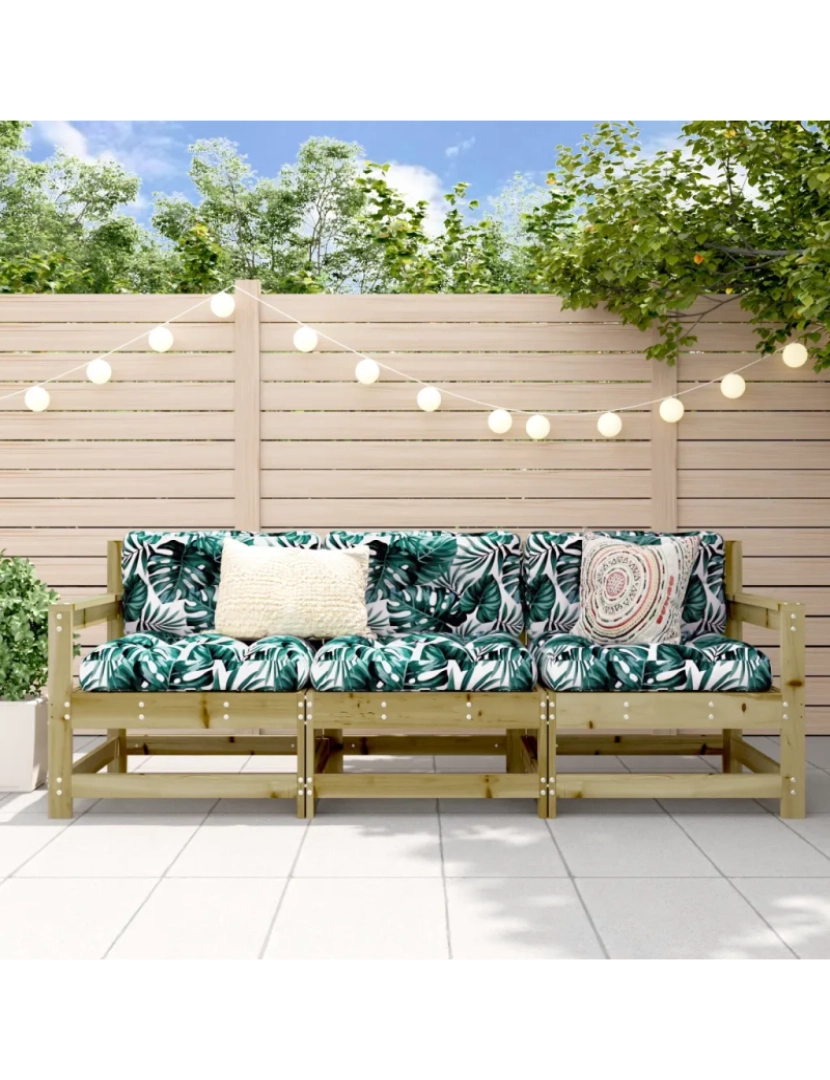 imagem de 3 pcs conjunto lounge de jardim Conjuntos Relax Jardim madeira de pinho impregnada CFW4663681