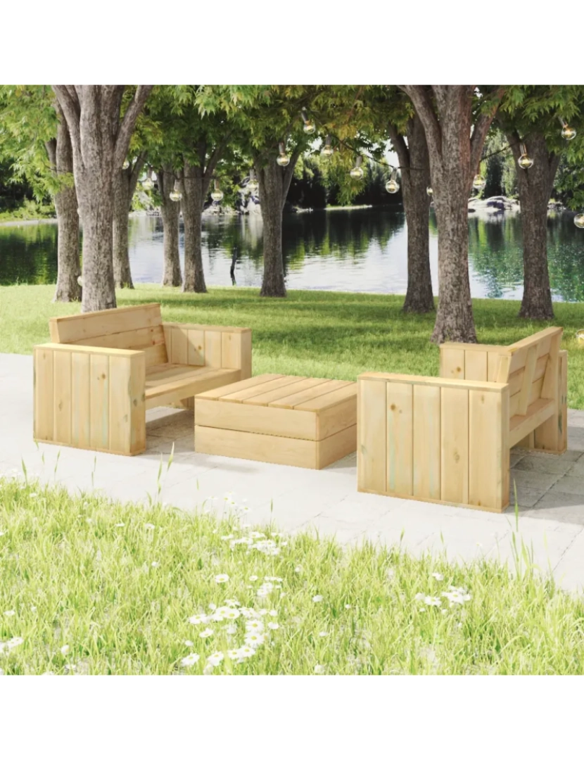 Vidaxl - 3 pcs conjunto lounge de jardim Conjuntos Relax Jardim madeira de pinho impregnada CFW855565