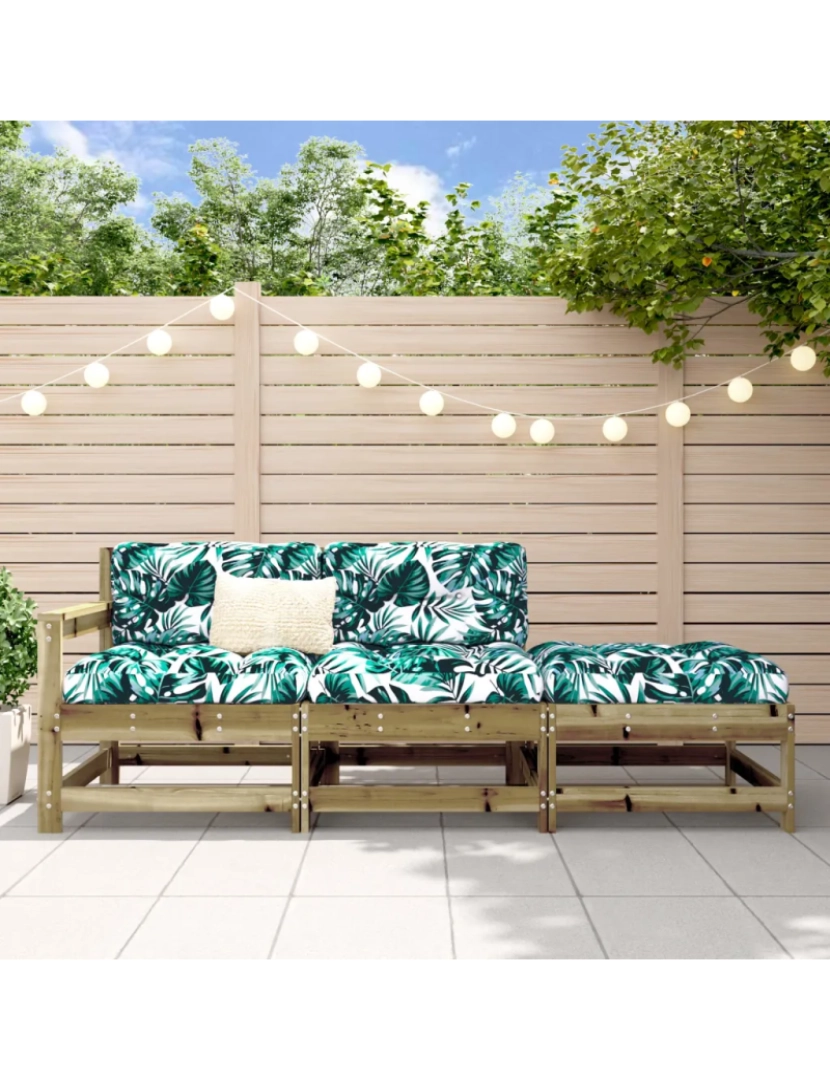 imagem de 3 pcs conjunto lounge de jardim Conjuntos Relax Jardim madeira de pinho impregnada CFW1479121
