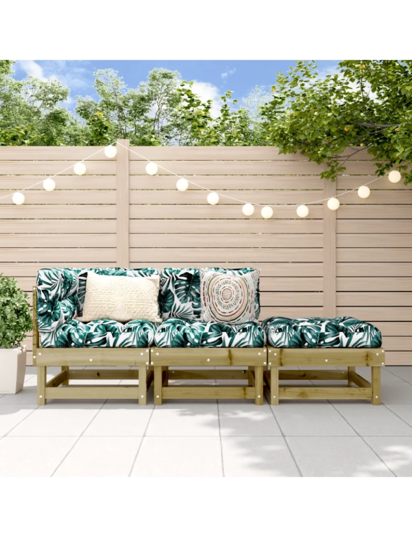 imagem de 3 pcs conjunto lounge de jardim Conjuntos Relax Jardim madeira de pinho impregnada CFW3901441