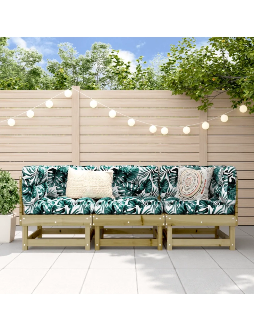 imagem de 3 pcs conjunto lounge de jardim Conjuntos Relax Jardim madeira de pinho impregnada CFW4839701