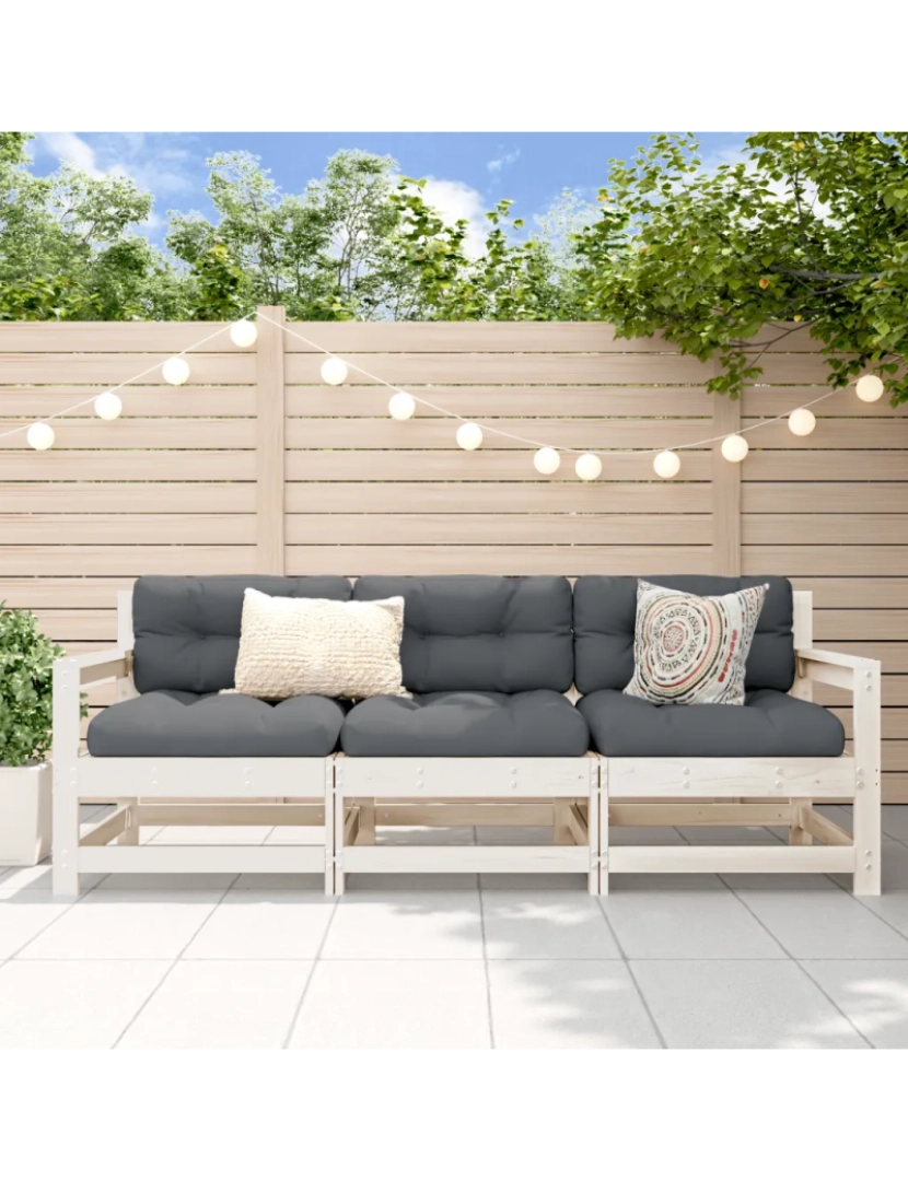 Vidaxl - 3 pcs conjunto lounge de jardim Conjuntos Relax Jardim madeira de pinho maciça branco CFW516971
