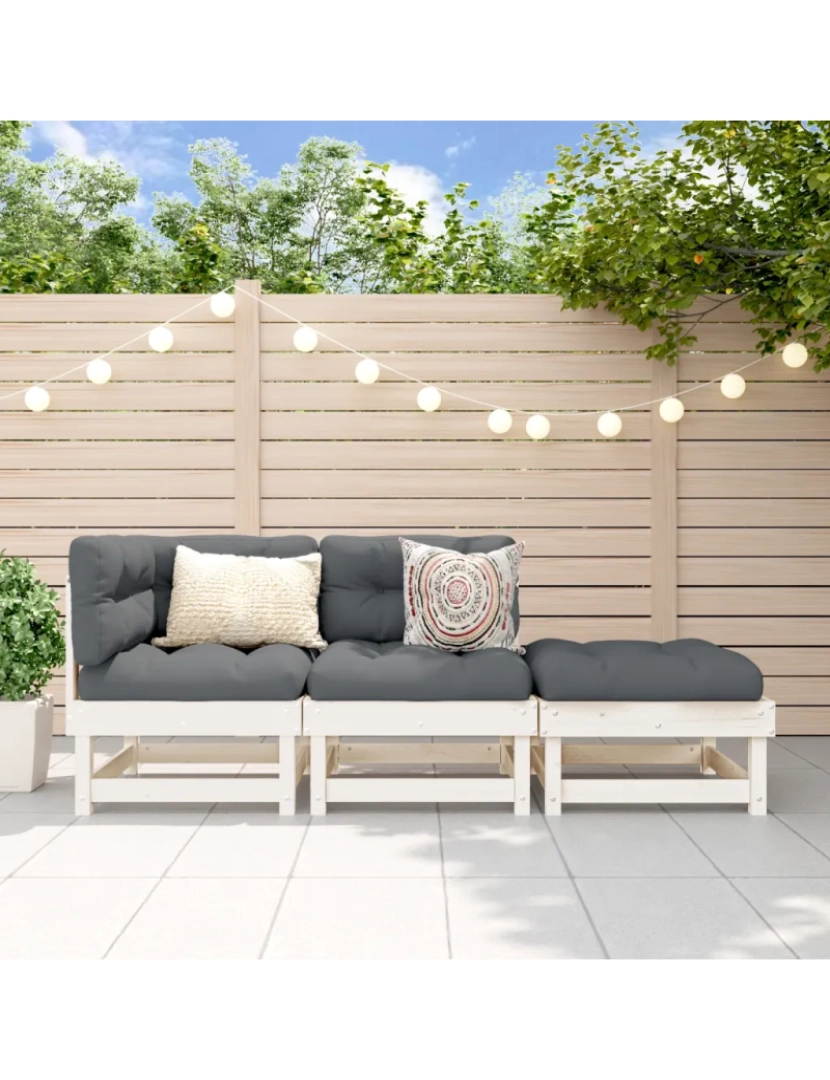 Vidaxl - 3 pcs conjunto lounge de jardim Conjuntos Relax Jardim madeira de pinho maciça branco CFW452225