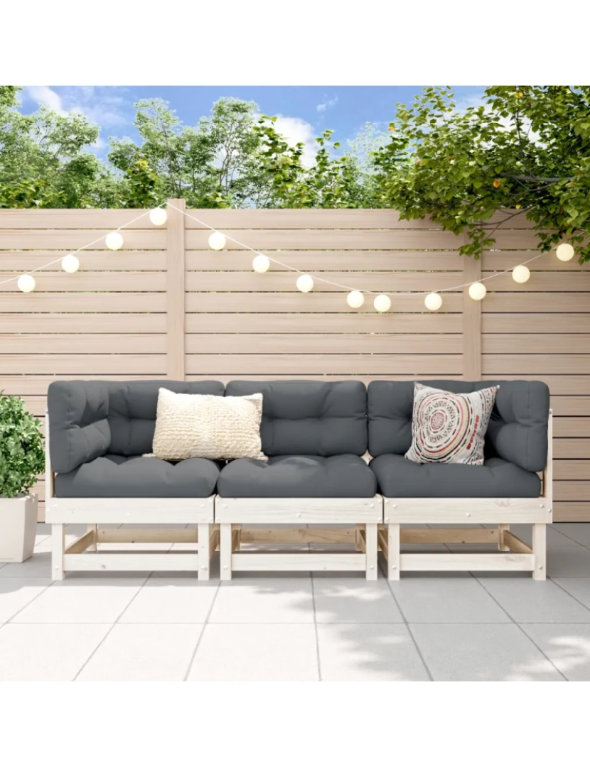 Vidaxl - 3 pcs conjunto lounge de jardim Conjuntos Relax Jardim madeira de pinho maciça branco CFW972235