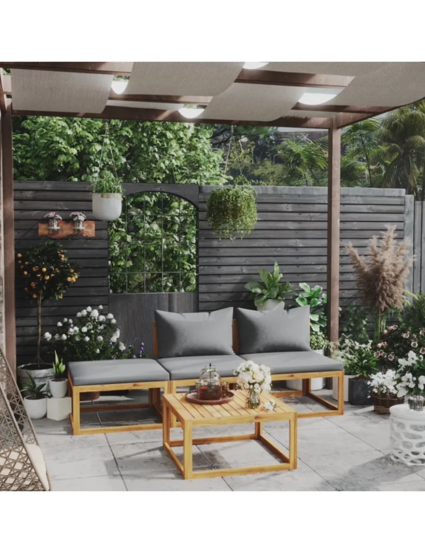 Vidaxl - 4 pcs conjunto lounge de jardim Conjuntos Relax Jardim c/ almofadões acácia maciça CFW434478