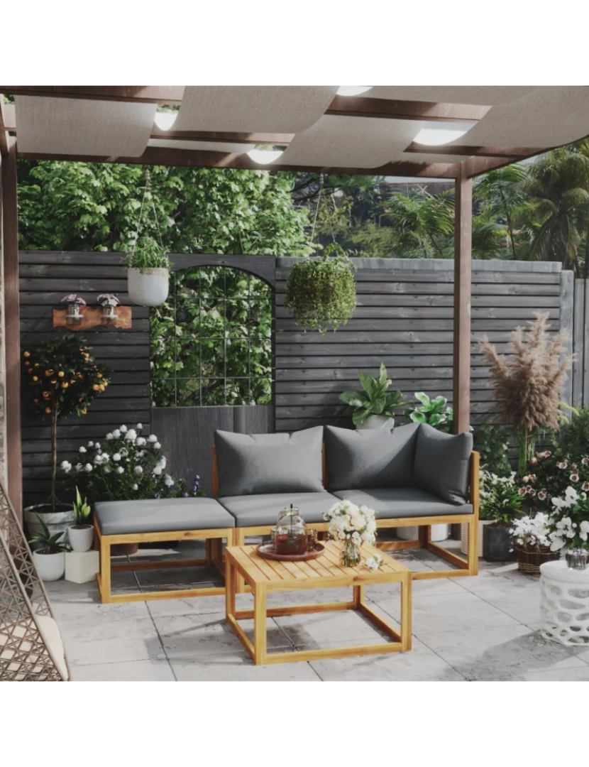 Vidaxl - 4 pcs conjunto lounge de jardim Conjuntos Relax Jardim c/ almofadões acácia maciça CFW269706