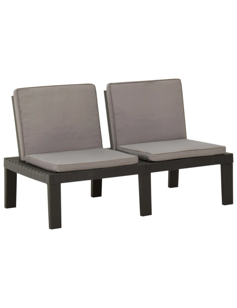 imagem de 4 pcs conjunto lounge de jardim Conjuntos Relax Jardim c/ almofadões plástico cinzento CFW6781026