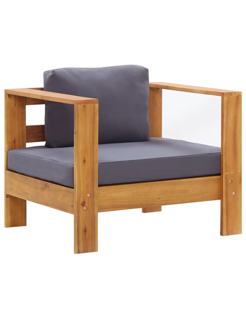 Vidaxl - Cadeira de jardim，Poltrona de jardim，Cadeira exterior c/ almofadão acácia maciça cinzento-escuro CFW485403