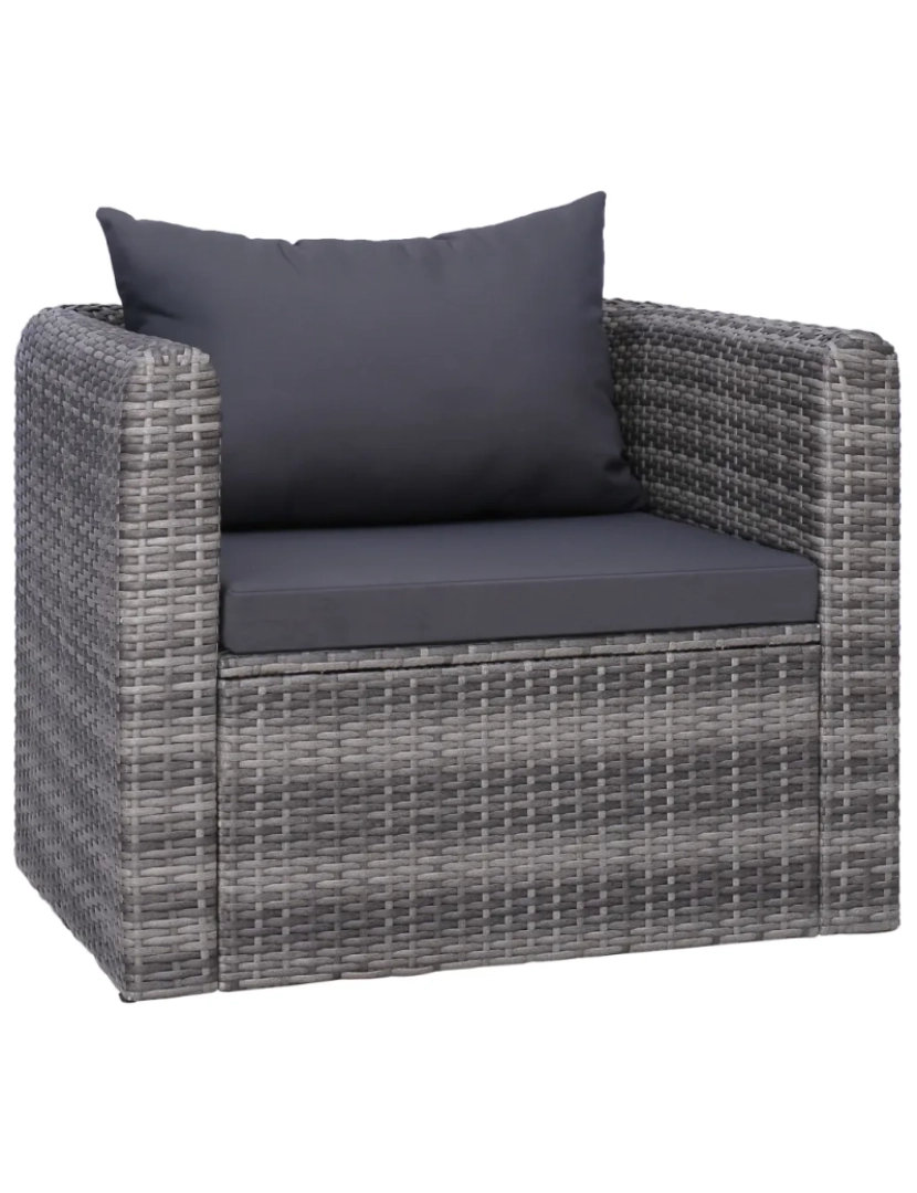 Vidaxl - Cadeira de jardim，Poltrona de jardim，Cadeira exterior c/ almofadão e almofada vime PE cinzento CFW512971
