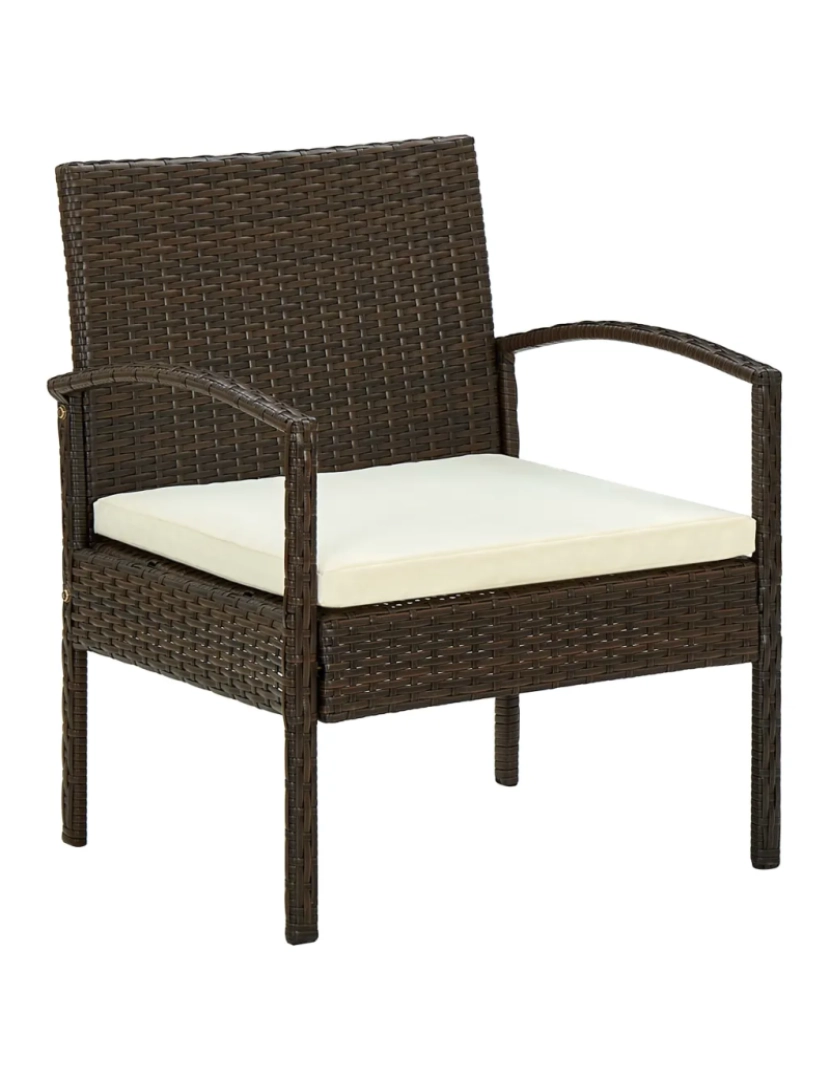 Vidaxl - Cadeira de jardim，Poltrona de jardim，Cadeira exterior com almofadão vime PE castanho CFW725808