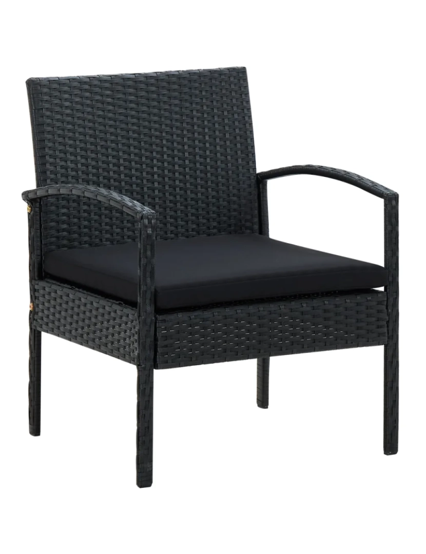 Vidaxl - Cadeira de jardim，Poltrona de jardim，Cadeira exterior com almofadão vime PE preto CFW209821