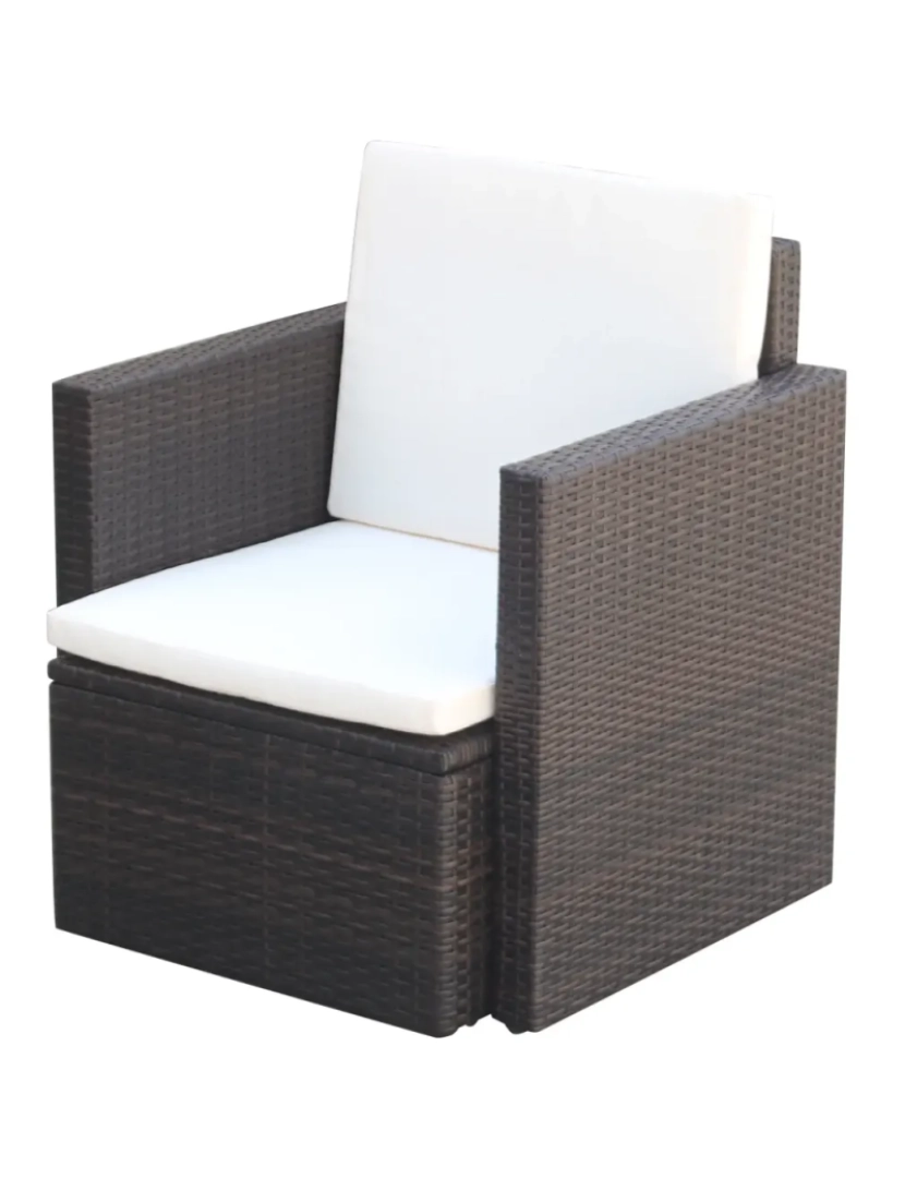 Vidaxl - Cadeira de jardim，Poltrona de jardim，Cadeira exterior com almofadões e almofadas vime PE castanho CFW506622