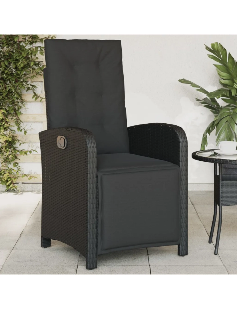 Vidaxl - Cadeira de jardim，Poltrona de jardim，Cadeira exterior reclinável c/ apoio para os pés vime PE preto CFW247134