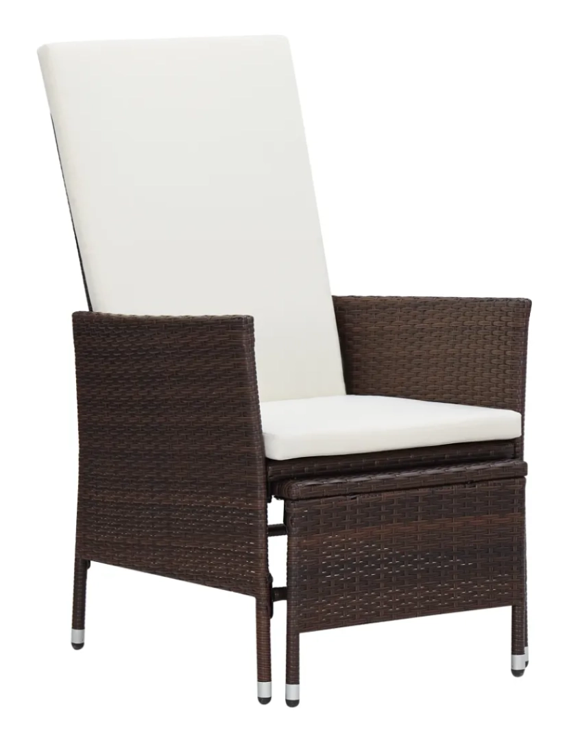 Vidaxl - Cadeira de jardim，Poltrona de jardim，Cadeira exterior reclinável com almofadões vime PE castanho CFW712826