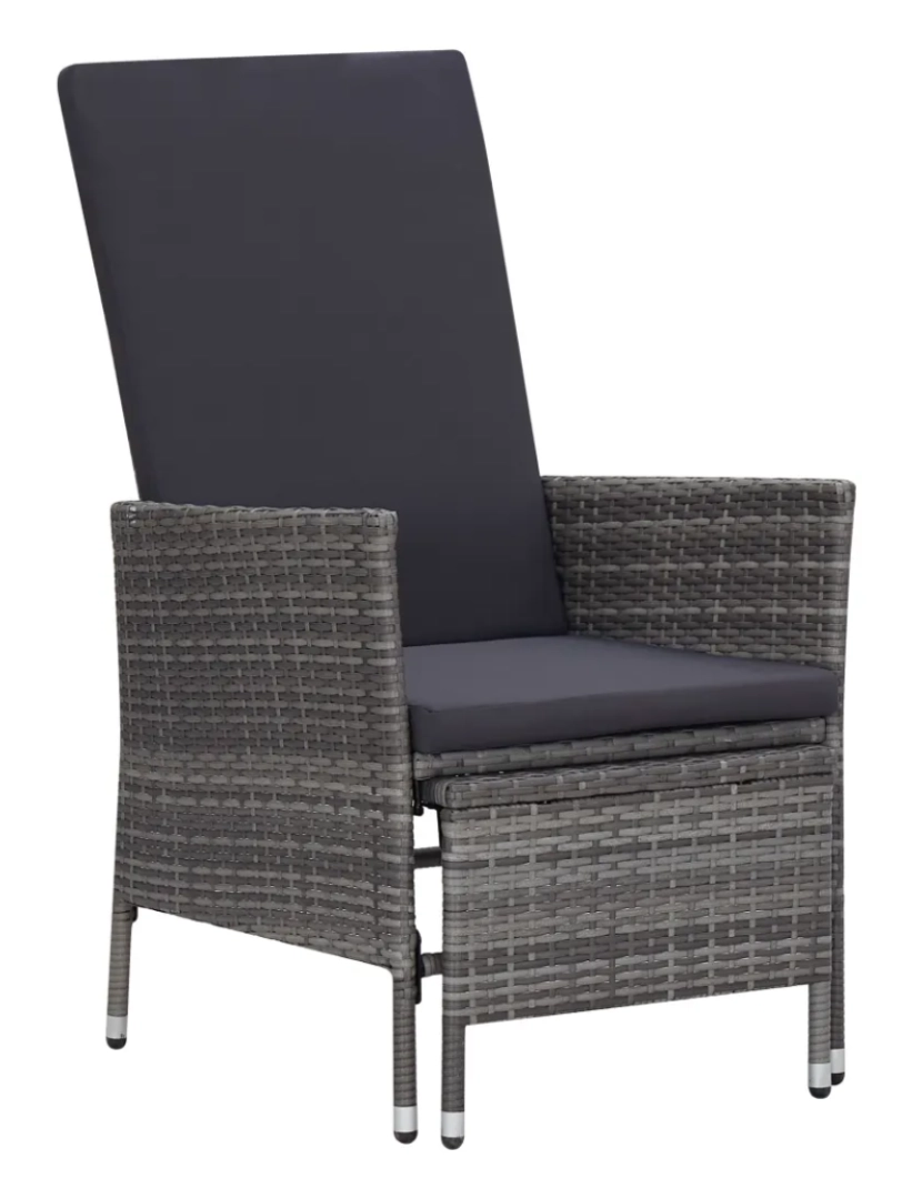 Vidaxl - Cadeira de jardim，Poltrona de jardim，Cadeira exterior reclinável com almofadões vime PE cinzento CFW508004
