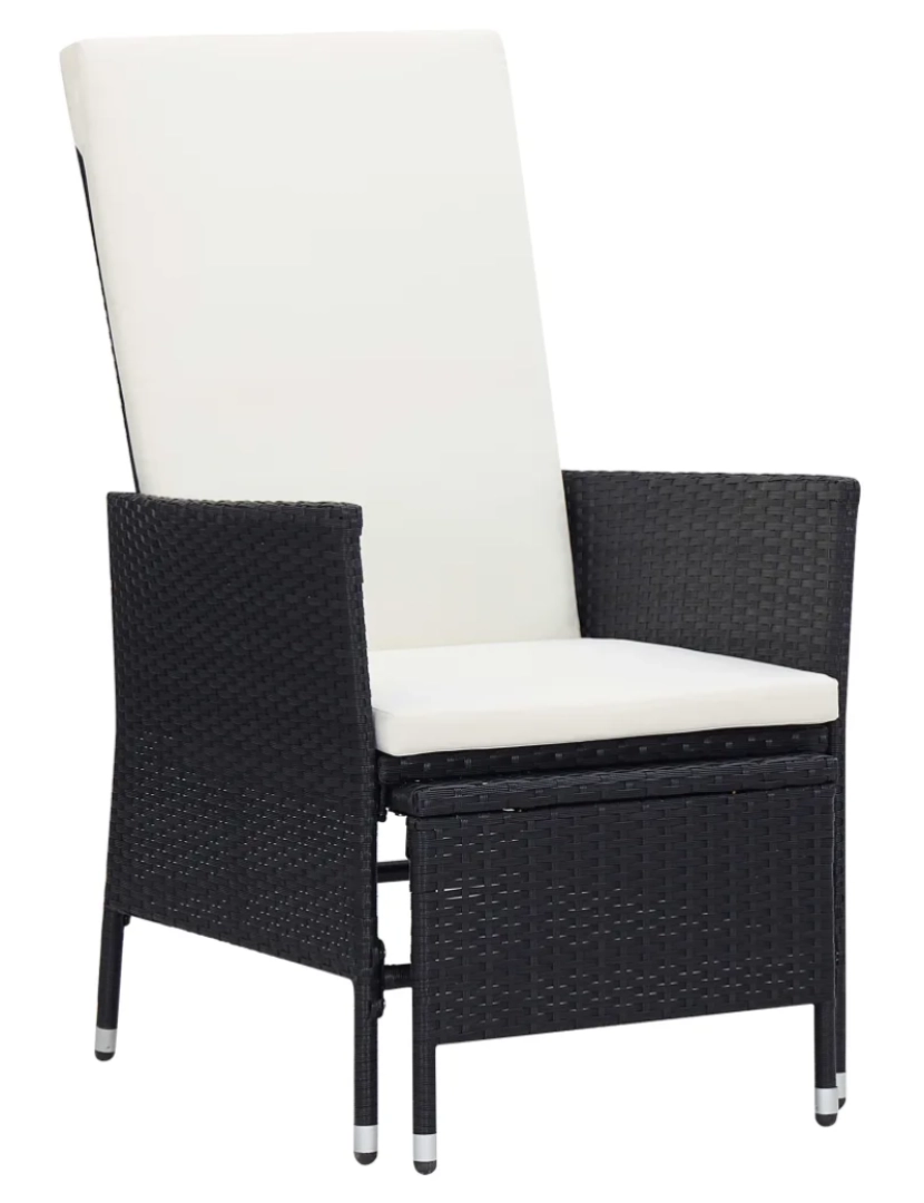 Vidaxl - Cadeira de jardim，Poltrona de jardim，Cadeira exterior reclinável com almofadões vime PE preto CFW368179